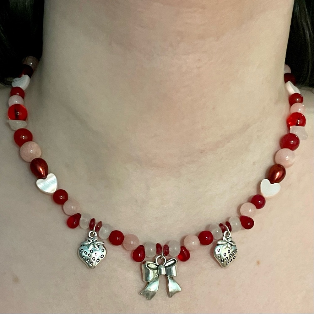 Strawberry Ribbons Necklace - Picture 2 of 2